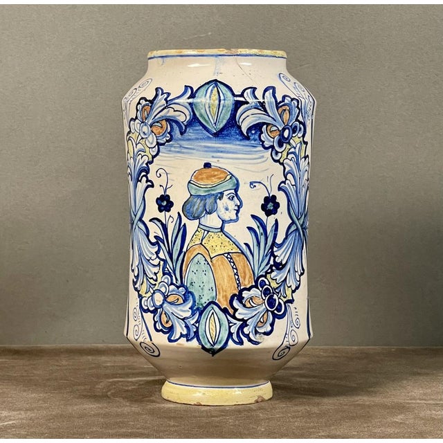 Blue Antique Savona Ceramic Albarello, 1700s For Sale - Image 8 of 8