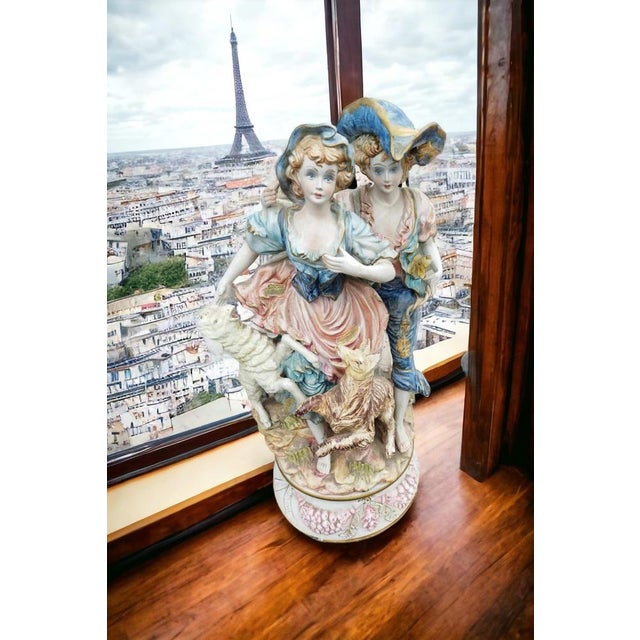 Large Capodimonte Figurine Group of Boys with Lamb and Dog, 1890s For Sale - Image 4 of 18