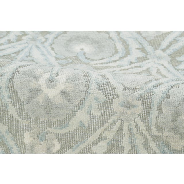 Textile Contemporary Block Print Floral Natural Silk Runner by Rug & Kilim, India For Sale - Image 7 of 8