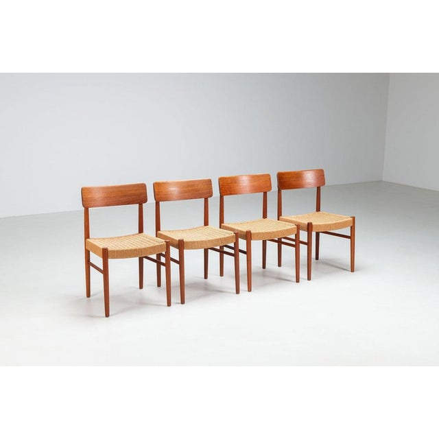 1960s Danish Dining Chairs in Teak and Paper Cord, Denmark, 1960, Set of 4 For Sale - Image 5 of 16