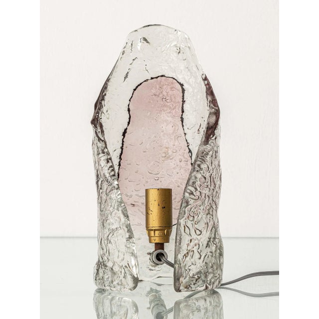 This sculptural 1970s hand-blown glass table lamp embodies the expressive craftsmanship of Mediterranean glassmaking in...