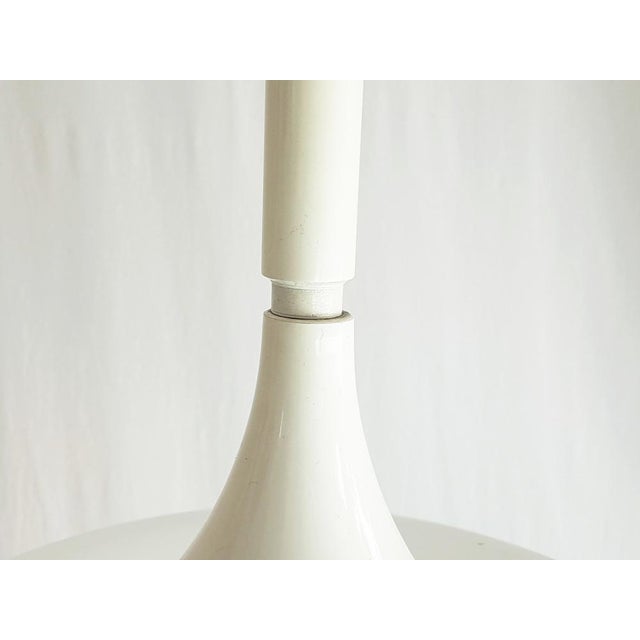 White Metal and Sandblasted Glass Mushroom-Shaped Pendant Lamp attributed to Martinelli Luce, 1960s For Sale - Image 6 of 11