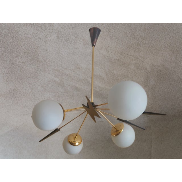 Mid-Century Modern Mid-Century French 4-Light Chandelier, 1950s For Sale - Image 3 of 10