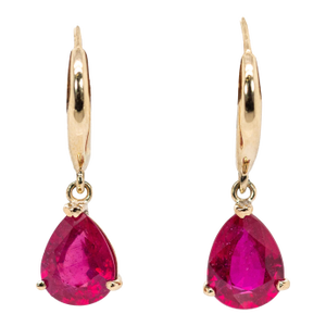 Madagascar Ruby Earrings W Earth Mined Diamonds : 14k Solid Gold , 9x7mm