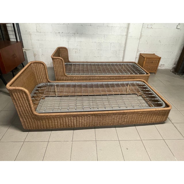 Single Beds with Rattan Bedside Table, 1980s, Set of 3 For Sale - Image 17 of 18