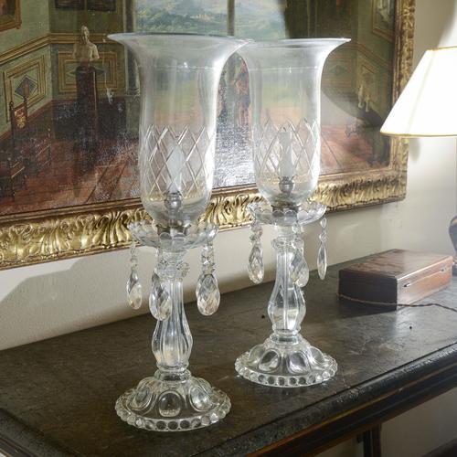 Glass Candlestick Lights, Set of 2 For Sale - Image 5 of 9