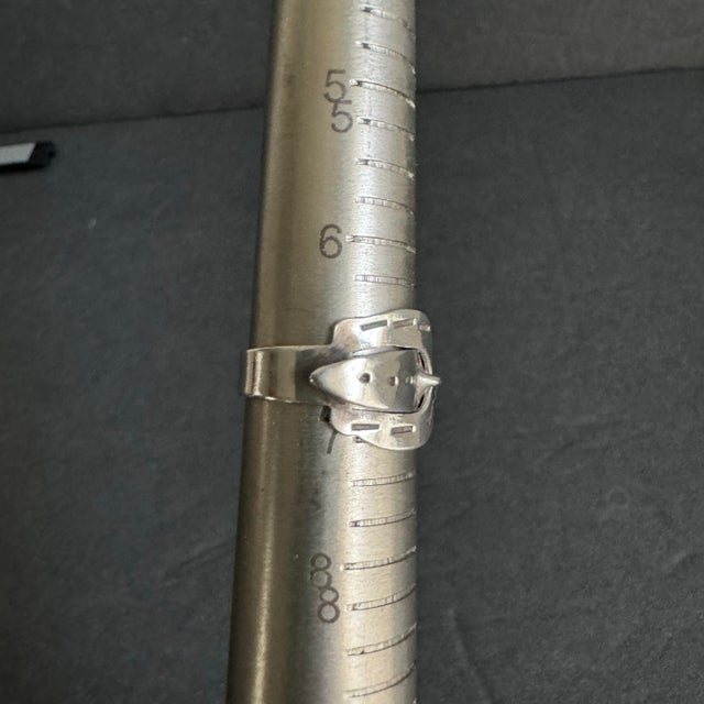 Silver Taxco Mexico Sterling Silver Belt Buckle Ring Size 6.5 For Sale - Image 8 of 8