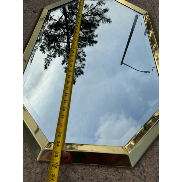 Brass Framed Octagonal Vintage Decorative Beveled Mirror 36” For Sale In Philadelphia - Image 6 of 8