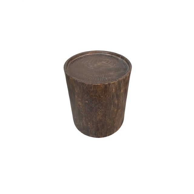 Solid Suar Wood Round Side Table Modern Organic For Sale - Image 4 of 5