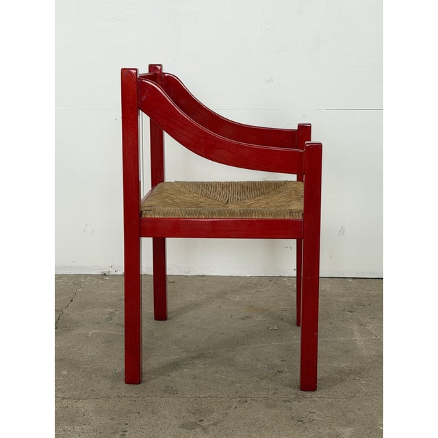 Mid-Century Modern Carimate Armchair in Red Lacquered Beech by Magistretti for Cassina, 1960s For Sale - Image 3 of 10