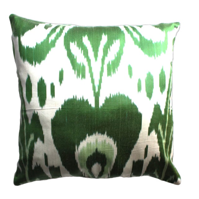 Textile Contemporary Handmade Silk Ikat Pillow For Sale - Image 7 of 7