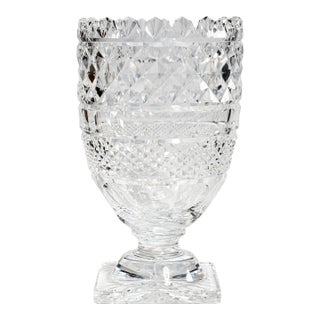 Large Vintage Crystal Urn Vase Brilliant Cut Floral Arrangement Vase Luxury Home Decor For Sale