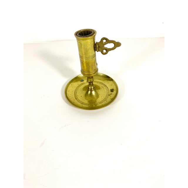 Early 20th Century Vintage Brass Push Up Candleholder Adjustable With Patina For Sale - Image 5 of 8