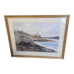 Watercolor Painting by Franklin Shores Lighthouse