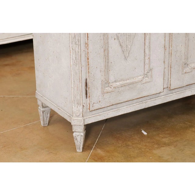 Swedish 1880s Gustavian Style Painted Wood Cupboard with Carved Diamond Motifs For Sale In Atlanta - Image 6 of 13