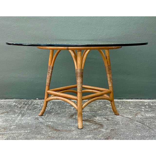 Wood Vintage Bent Rattan Dining Table For Sale - Image 7 of 12