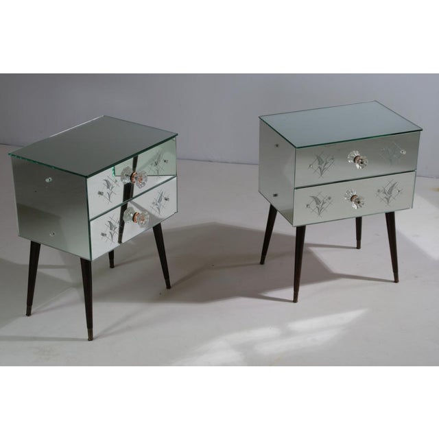 Art Deco Mirrored Bedside Tables, 1950s, Set of 2 For Sale - Image 6 of 18