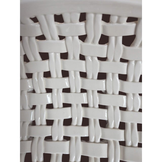 Trompe Loleil Ceramic Woven Basket Tray With Handles For Sale - Image 16 of 16