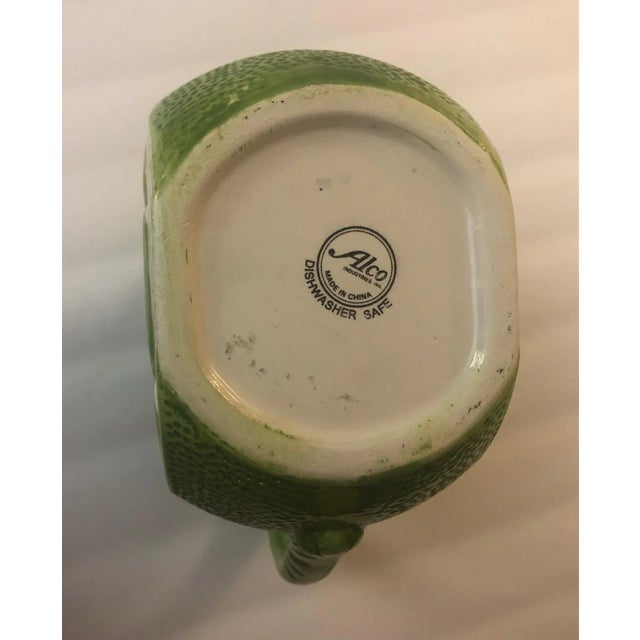 Late 20th Century Late 20th Century Alco Industries Majolica Inspired Small Lime Ceramic Pitcher For Sale - Image 5 of 7