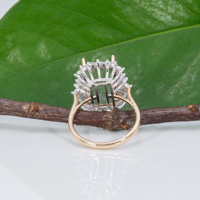 Gold Lab Diamond Semi-Mount Ring With 24 Diamond Accents in Solid 14k Gold, Size 6.75 For Sale - Image 8 of 9