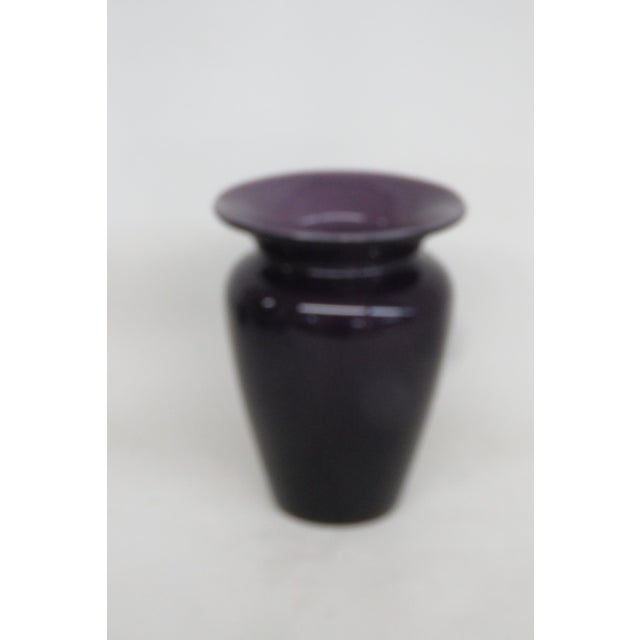 Deep Purple Vase Two Tone Vintage Ceramic Flower Display Container 4749b For Sale - Image 4 of 8