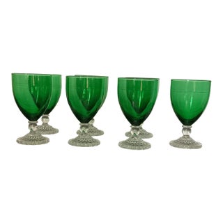 Set of 7 Vintage Mid Century Hocking Boppie Wine Glasses For Sale