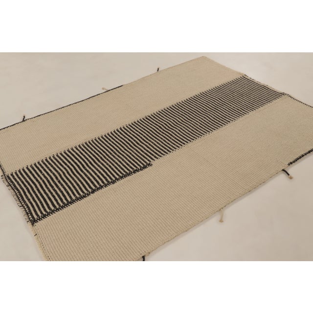Textile Rug & Kilim's Contemporary Rez Kilim Flatweave With Linear Black Design For Sale - Image 7 of 10