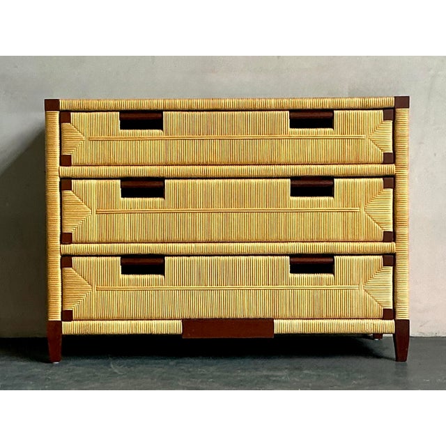 Donghia Vintage Boho John Hutton for Donghia Mahogany and Rattan Commode For Sale - Image 4 of 8