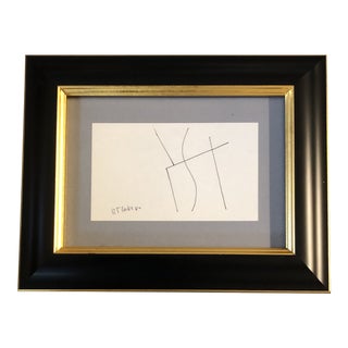 Original Vintage Robert Cooke Miniature Abstract Ink Drawing Framed For Sale