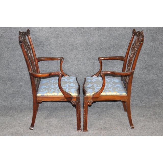 Chinese Set of 8 Fantastic Chinese Chippendale Style Carved Mahogany Dining Chairs For Sale - Image 3 of 14