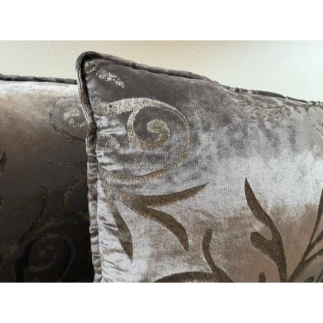 Textile Custom Rococo Silk Velvet Pillows by Nomi Textiles, Made in Usa For Sale - Image 7 of 9