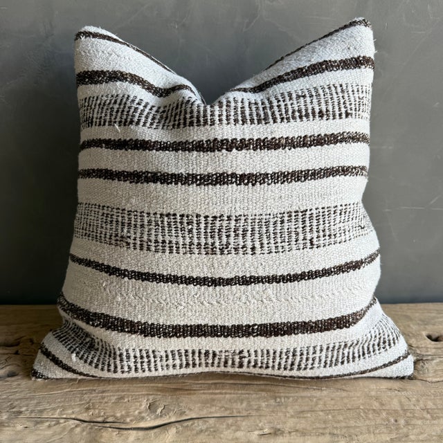 Vintage Rug Pillow Cover With Stripes For Sale In Los Angeles - Image 6 of 8