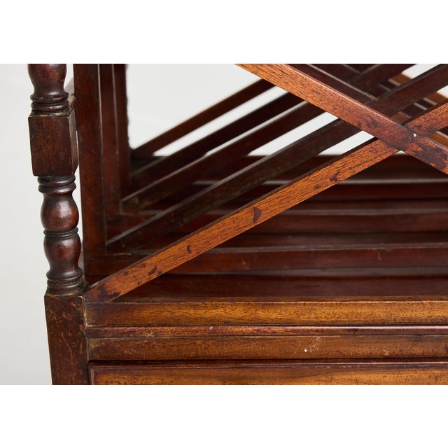 Large English Regency Mahogany Canterbury Magazine Rack With Drawer, 19th Century For Sale - Image 14 of 16