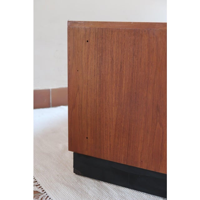 Low Teak Sideboard with Sliding Canvas Doors, 1960s For Sale - Image 18 of 18