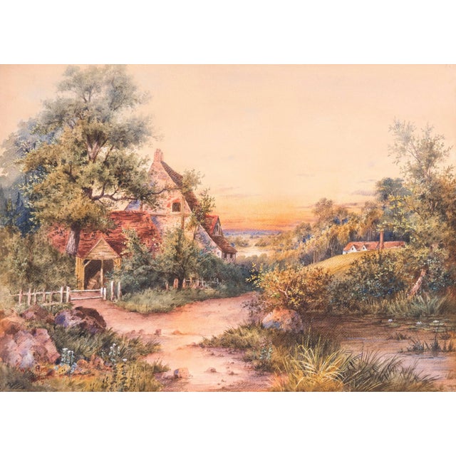 'Sunset Landscape' by W.C.Eisen, Large 19th Century Watercolor For Sale In Monterey, CA - Image 6 of 6