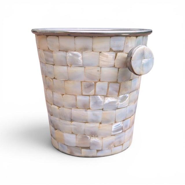 Contemporary Coastal Mother of Pearl Ice Bucket For Sale - Image 3 of 11