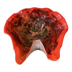 Mid 20th Century Sculptural Multi-Color Tutti Frutti Murano Style Art Glass Bowl