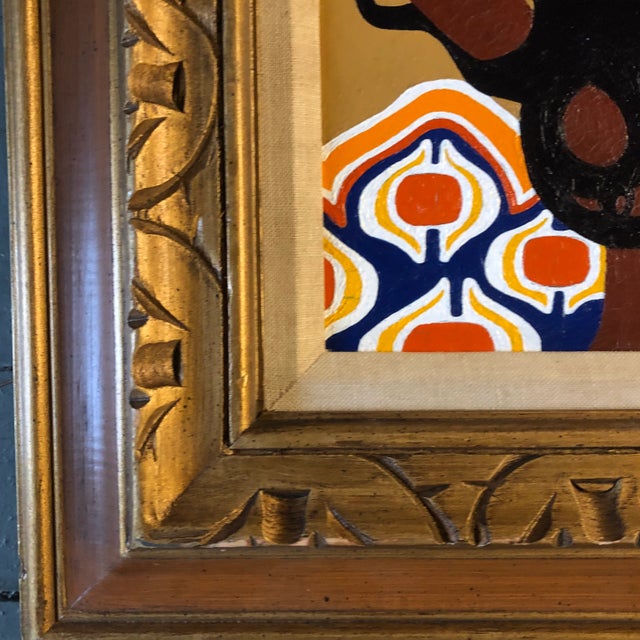 Mid-Century Modern Vintage Female Nude Pop Portrait Painting Carved Frame For Sale - Image 3 of 5