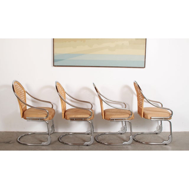 Mid Century Modern Italian Chrome & Woven Rattan Wicker ...