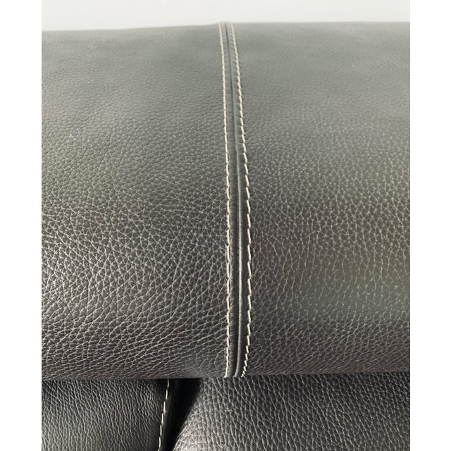 2000 - 2009 Modernist Espresso Italian Leather Sectional & Ottoman For Sale - Image 5 of 10