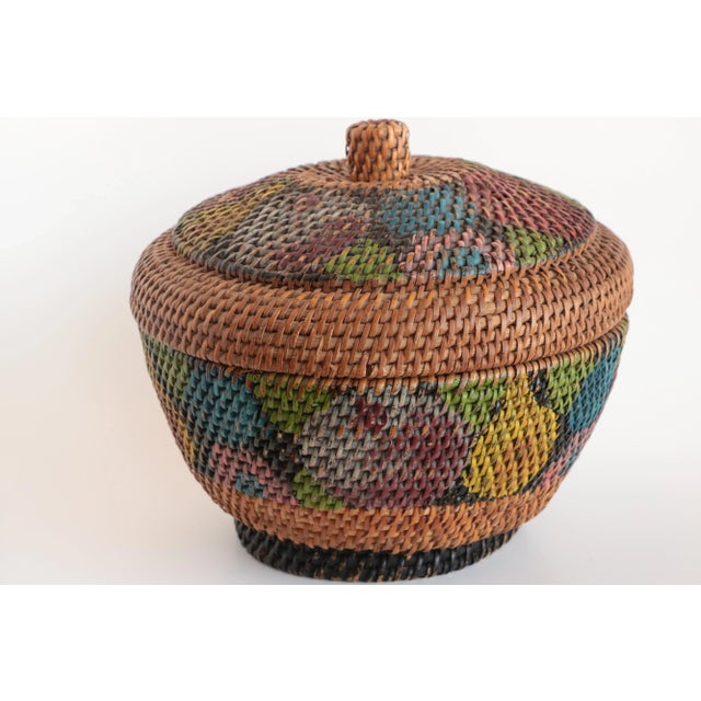 Wood Antique Fruit-Painted Basket With Lid For Sale - Image 7 of 10