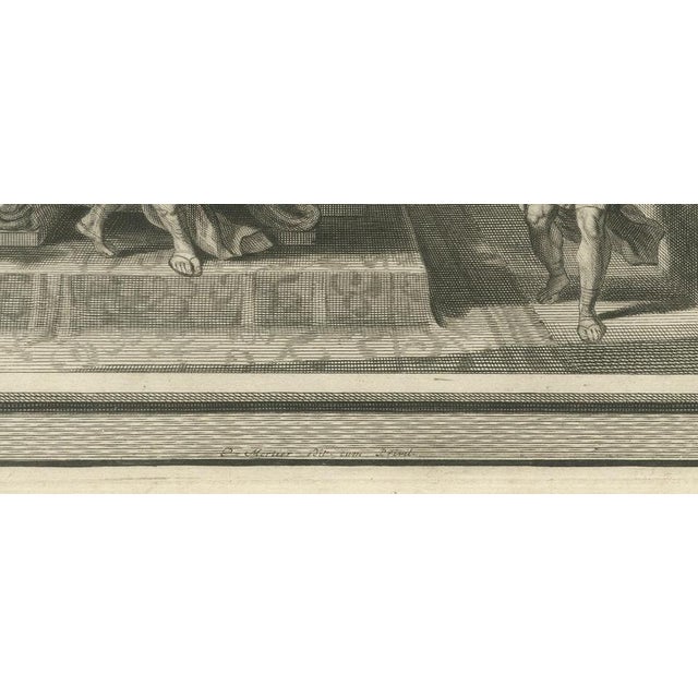 18th Century Pieter Mortier, Triumph of David and Saul Hurls His Spear at David, 1700, Engraving For Sale - Image 5 of 12