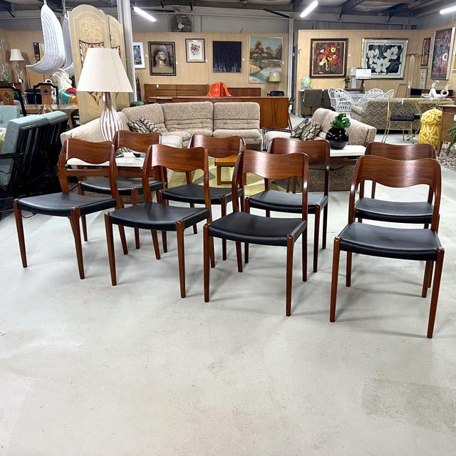 Set of Eight Model 71 Dining Chairs by Niels Otto Møller, Teak, 1960s For Sale - Image 14 of 17