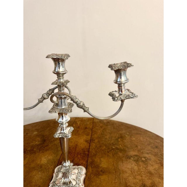 Mid 19th Century Antique Victorian Ornate Silver-Plated Candelabras, 1860, Set of 2 For Sale - Image 5 of 10