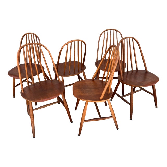 Wooden Quacker Chairs by Luciano Ercolani, 1960s, Set of 6 For Sale