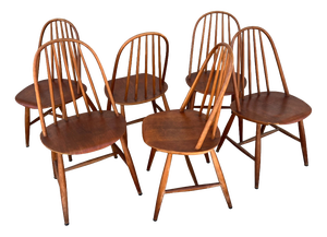 Wooden Quacker Chairs by Luciano Ercolani, 1960s, Set of 6