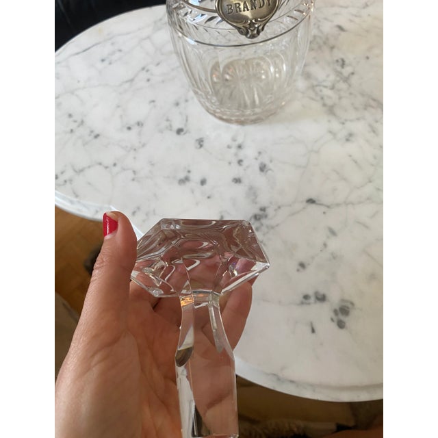 Antique Singed Crystal Decanter With Sterling Silver Brandy Tag For Sale - Image 4 of 8