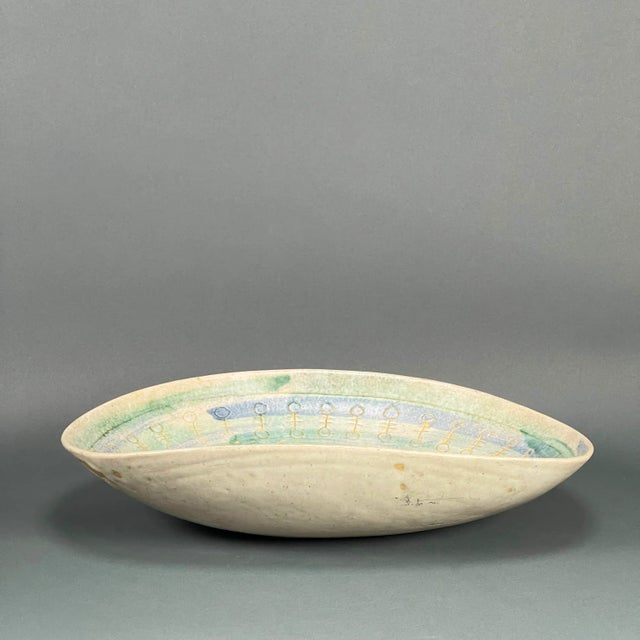Vintage 50s Mid-Century Modern Crumrine Art Pottery Huge Ceramic Bowl For Sale In New York - Image 6 of 13