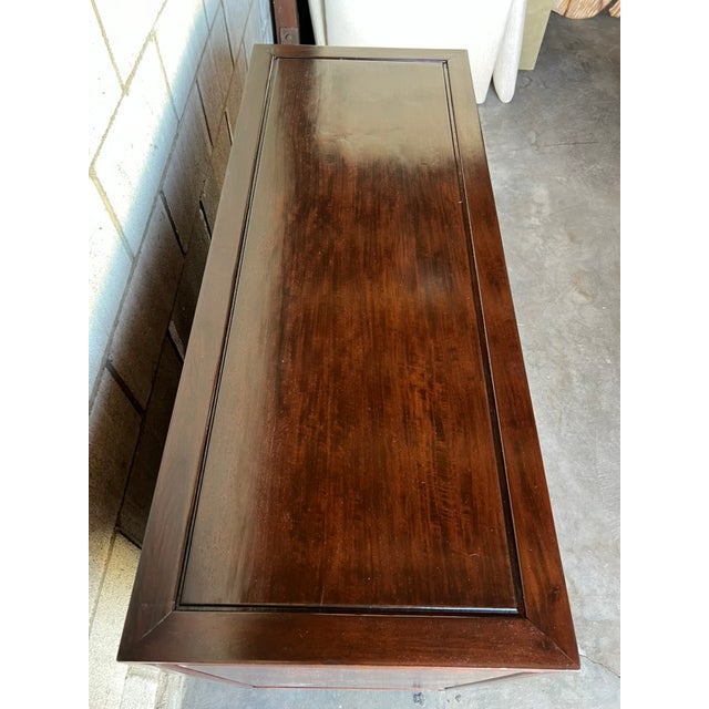 Chinese Four Drawer Solid Rosewood Chest With Decorative Brass Hardware For Sale - Image 4 of 13