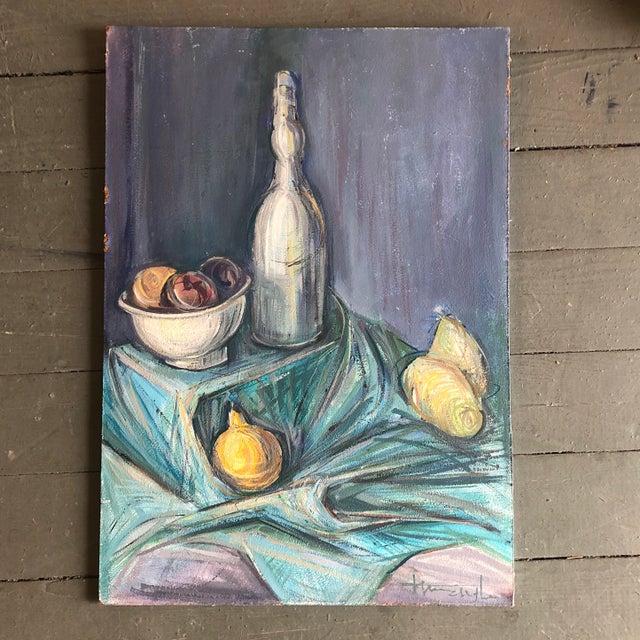 Original Vintage Abstract Expressionist Still Life Painting Signed 1970’s For Sale In Philadelphia - Image 6 of 6